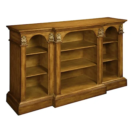 Traditional Bookcase with 9 Shelves and Gold Finish Accents